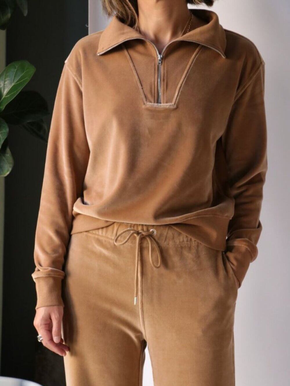 Nili Lotan Bentley Velour Quarter Zip